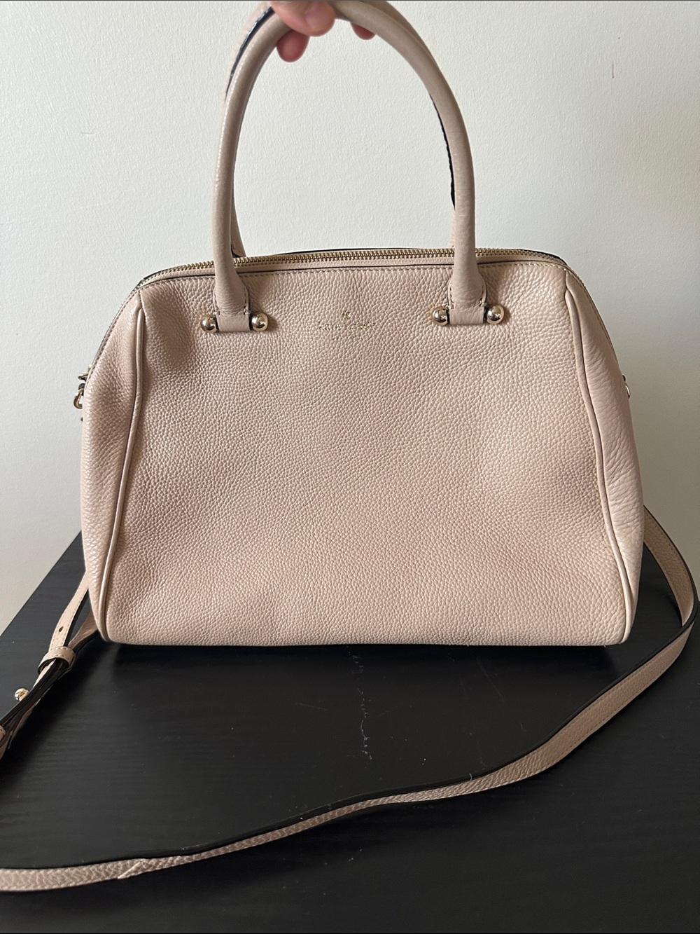 kate spade Blush Pebbled Leather Satchel with Crossbody Strap